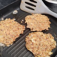 A picture of Red and green lentil burger.
