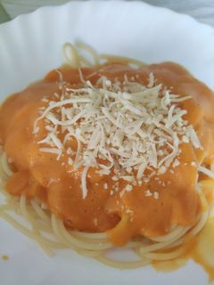 Una foto de Spaghetti con salsa de calabaza