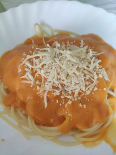 Una foto de Spaghetti con salsa de calabaza