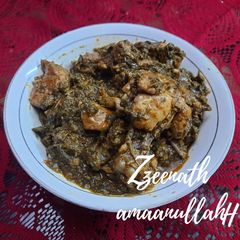 A picture of Paalak Maat Chicken or Spinach Amaranthus Chicken.