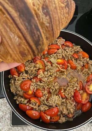 Foto de Carne moída com tomate cereja