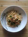 #595 Spaghetti 🍝con gamberi e pomodorini🦐🍅🌿in fumetto