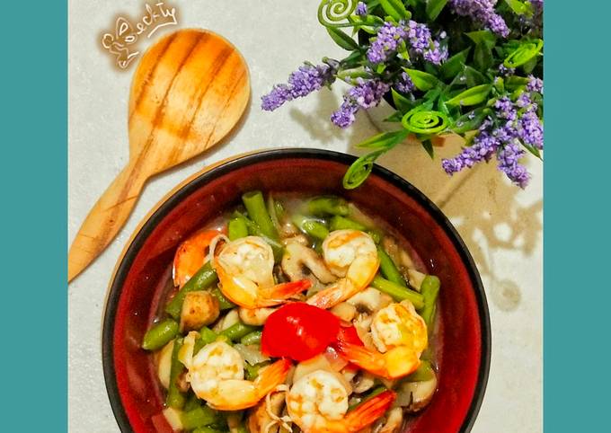 58. Tumis Udang Jamur Buncis