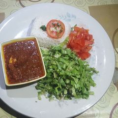 A picture of Rice and stew.