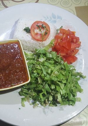 A picture of Rice and stew.
