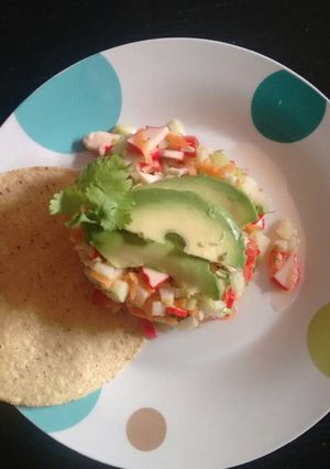 Una foto de Ensalada de chayote y surimi