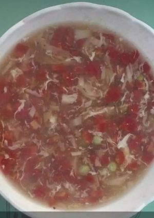 A picture of Chicken vegetables soup.