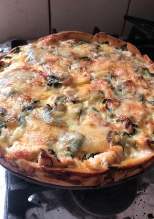 Una foto de Quiche de pollo y acelgas
