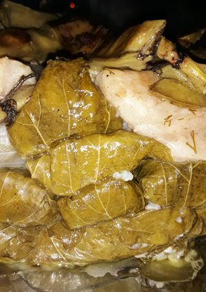 A picture of Stuffed Grape Leaves with Lamb.