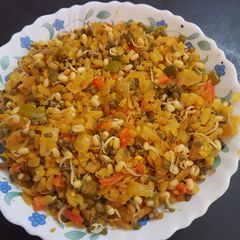 A picture of Healthy vegetable sprouts poha.