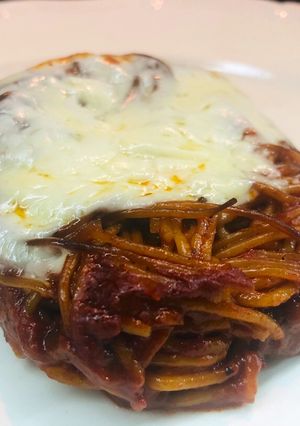Una foto de Fideos en Chile Colorado a la Sonorense