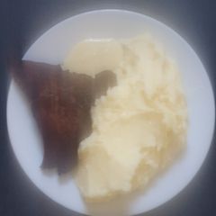 A picture of Beef Rump Steak and Potato Mash.