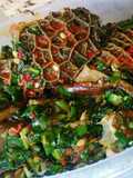 Fresh okro and ugu soup