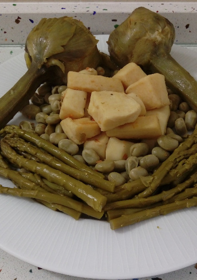 Una foto de Chocos con verduras a la sidra