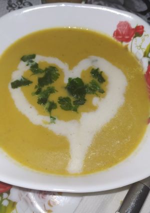 صورة لوصفة حساء الكابويا(اليقطين) و العدس الاحمر 😋🥕