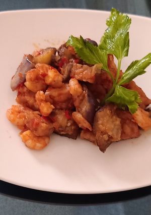 Foto resep Balado udang tempe & terong