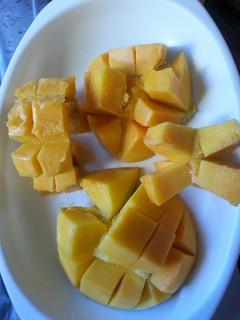 A picture of Mango fruit cut# my mum's contest#.