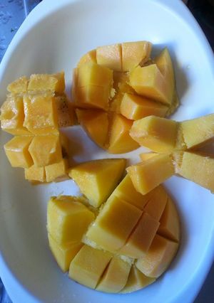 A picture of Mango fruit cut# my mum's contest#.