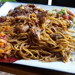 A picture of Pork barbeque pasta (not real name).