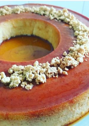 Una foto de Flan de turrón