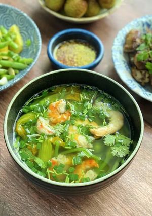 Hình của món Canh Bông Bí Nấu Tôm.