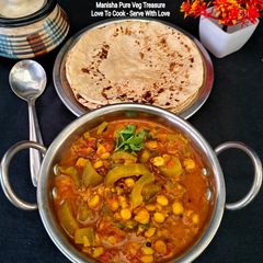 Snake Gourd Chana Dal Curry - No Onion No Garlic - Satvik Gujarati Style Sabzi A picture of Snake Gourd Chana Dal Curry - No Onion No Garlic - Satvik Gujarati Style Sabzi.