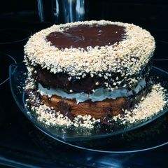 A picture of Semi Homemade Vanilla Cream Cake With Ganache.