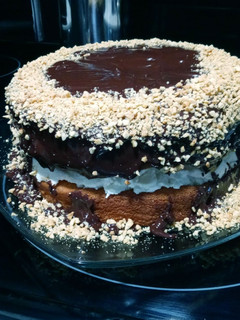 A picture of Semi Homemade Vanilla Cream Cake With Ganache.