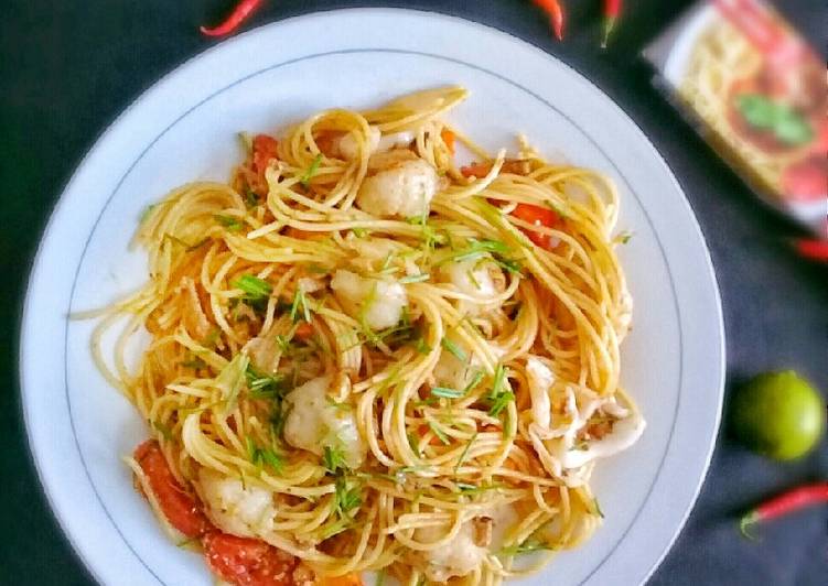 Resep masakan Spagheti cincin saus sarden | Cara Membuat Spagheti cincin saus sarden Yang Mudah Dan Praktis
