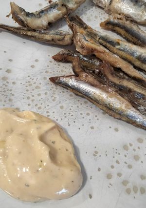Una foto de Boquerones al horno con ajonesa