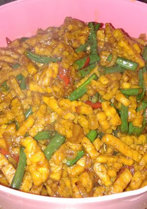 Foto resep Tumis tempe kacang panjang