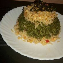 Palak paneer rice A picture of Palak paneer rice.