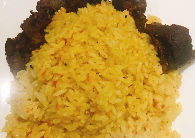 Curry rice and fried beef