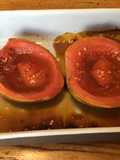 Papayes vertes au miel et citron rôties au four