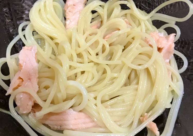 Cara mudah meracik Salmon Spaghetti simple yg sehat untuk anak, Anti Gagal