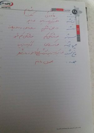 عکسی از دستور لیست غذای هفتگی