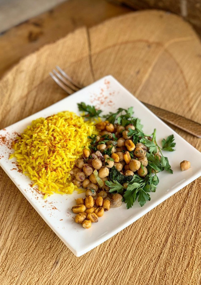 Una foto de Curry de Garbanzos con Arroz Basmati