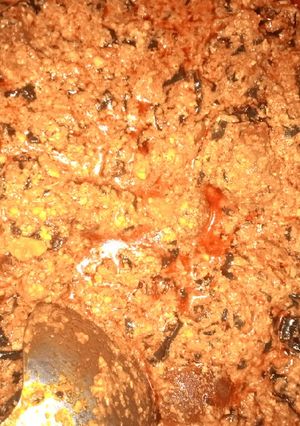 A picture of Egusi groundnut soup.