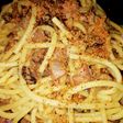 Bigoli guanciale e funghi champignon