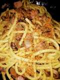 Bigoli guanciale e funghi champignon