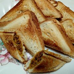 A picture of Soya Mince toasted Sandwich#festivecontest.