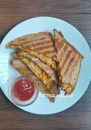 A picture of Tandoori mayo vegetable grilled Sandwich.