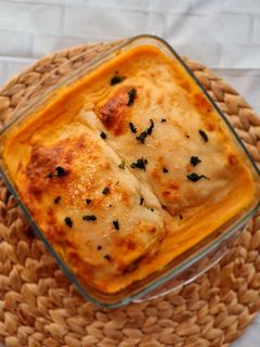 Una foto de Lasaña otoñal con rovellons, champiñones y bechamel de boniato