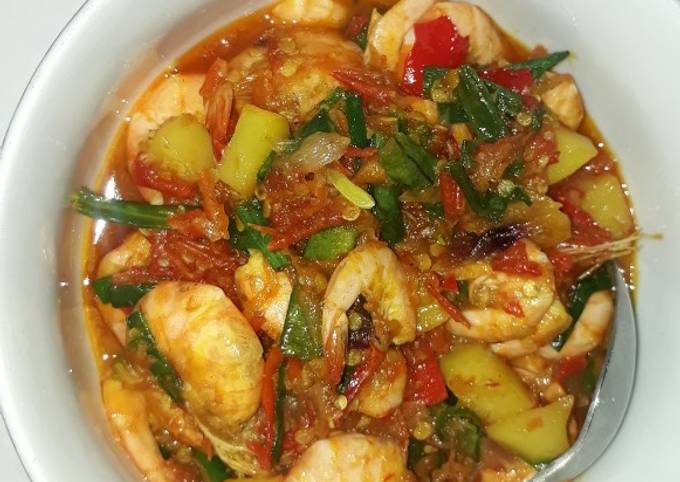 Udang kentang balado pedas