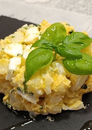 A picture of Chicken, Potato, and Hard-Boiled Egg Salad.