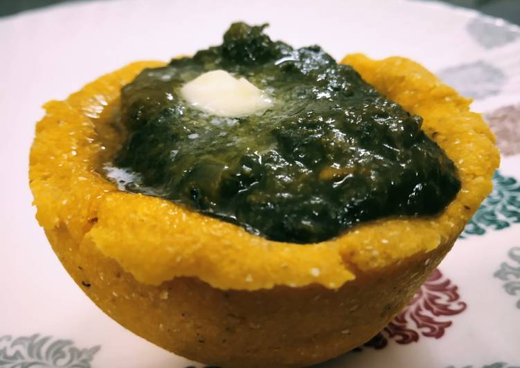 How to Make Perfect Makki cup filled with sarson ka saag