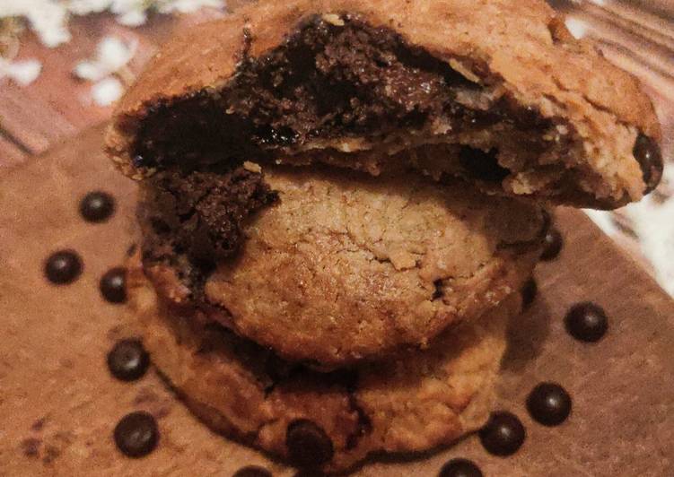 Crunchy Chocolate Filling Cookies (No Mixer)