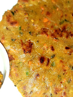 A picture of Barley flour Paratha with vegetables.