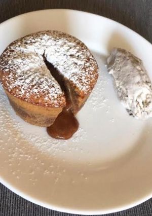 Una foto de Coulant de xocolata o xocolata blanca