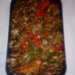 A picture of Robot peppers with mushroom.